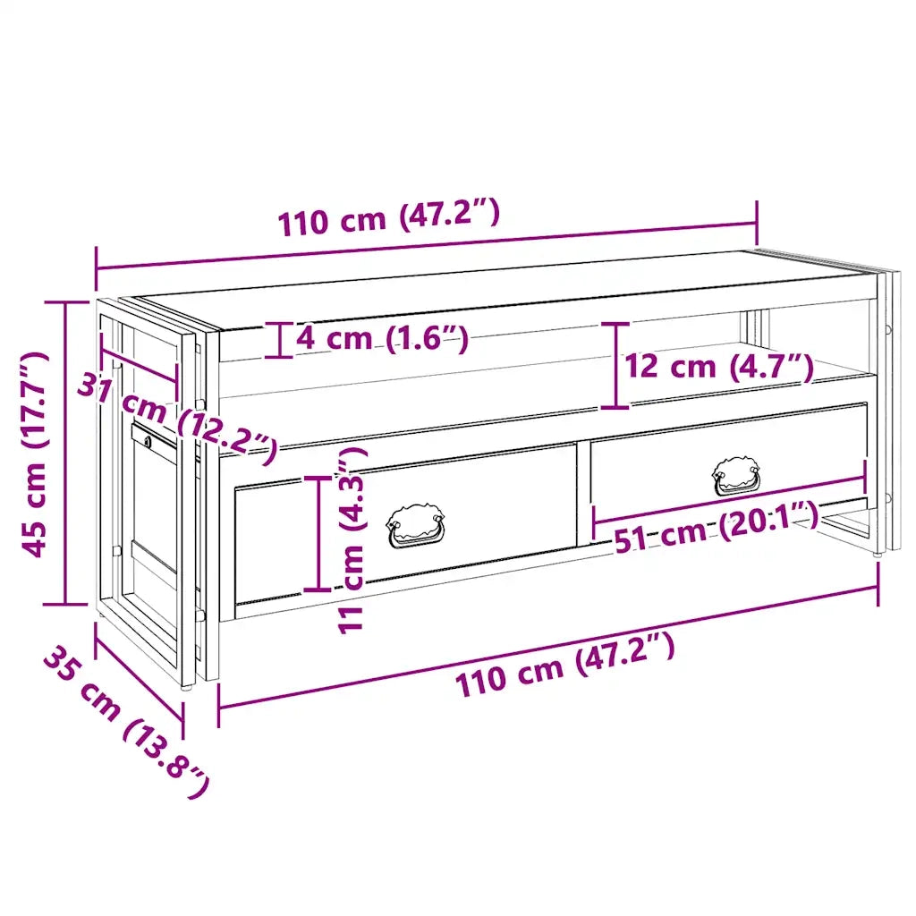 Mobile Porta TV 120x35x45 cm Legno Massello con Finitura Ambra 321551