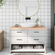 Piano Bagno 120x60x(2-6) cm in Legno Massello Non Trattato 3156048