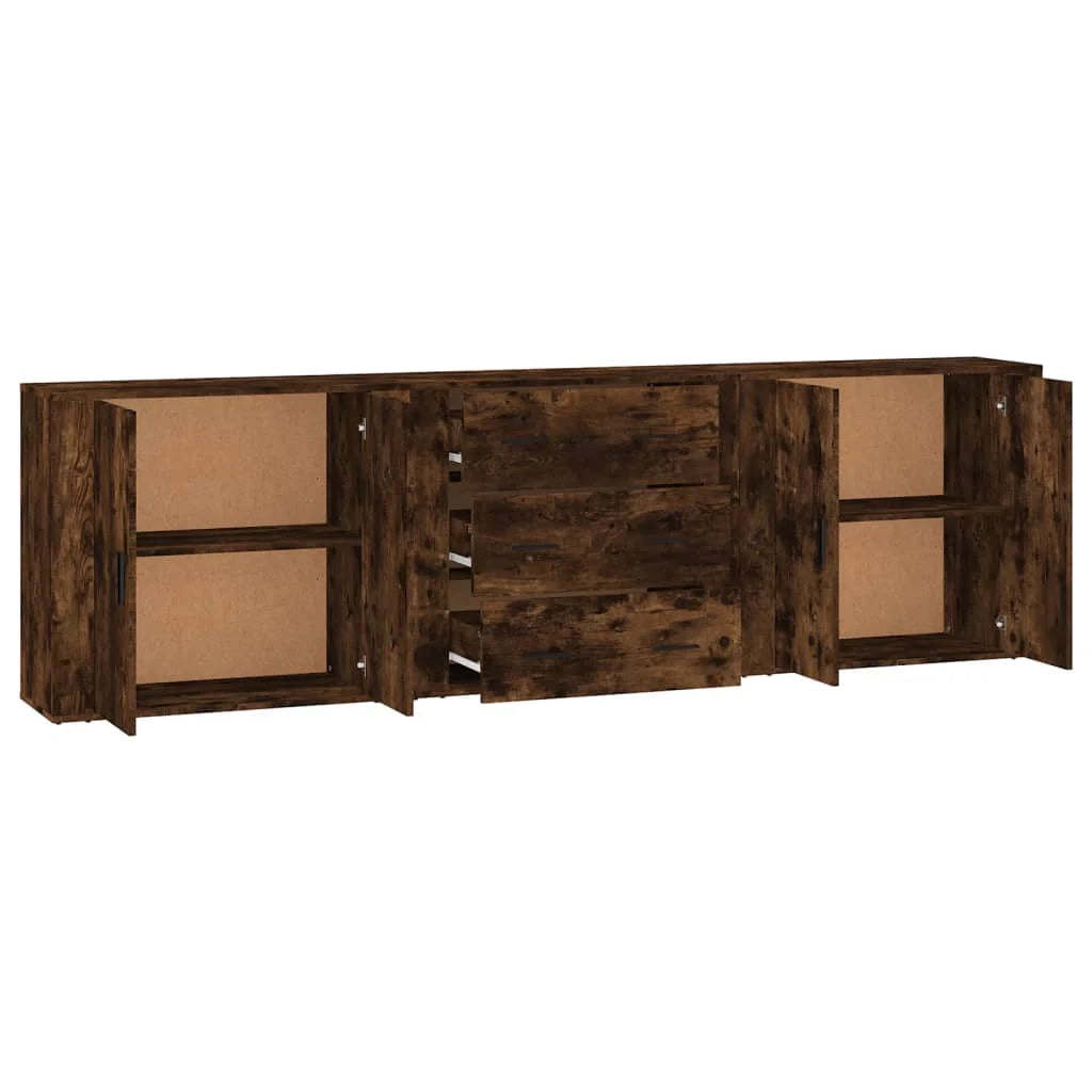 Credenza buffet cassettiera mobile contenitore organizer cucina soggiorno soggiorni 3 pz derivati ​​del legno marrone 02_0037057
