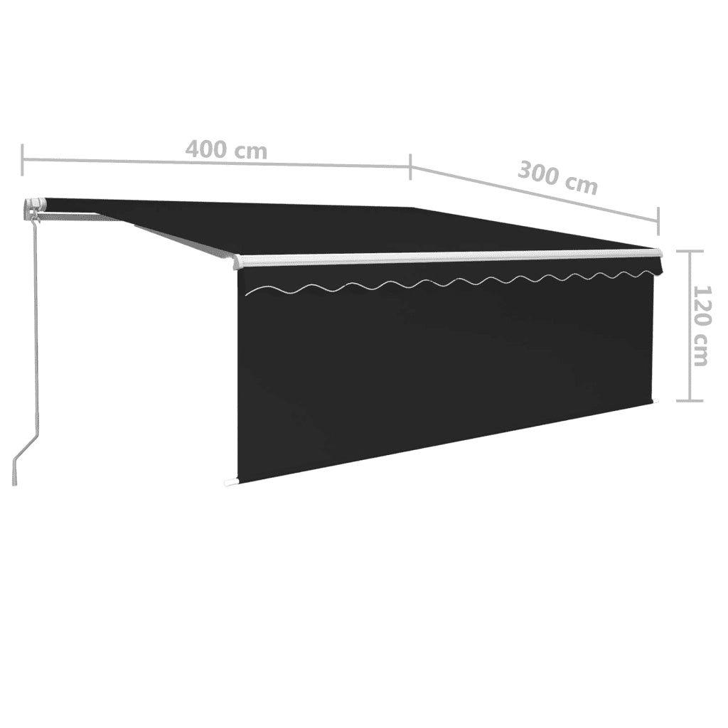 Tenda da Sole Retrattile Manuale con LED 4x3 m Antracite 3069304