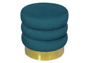 Pouf Salotto/Camera Rotondo Imbottito Modello Velvet Creamy Tinta Unita - Pouf - Petrolio