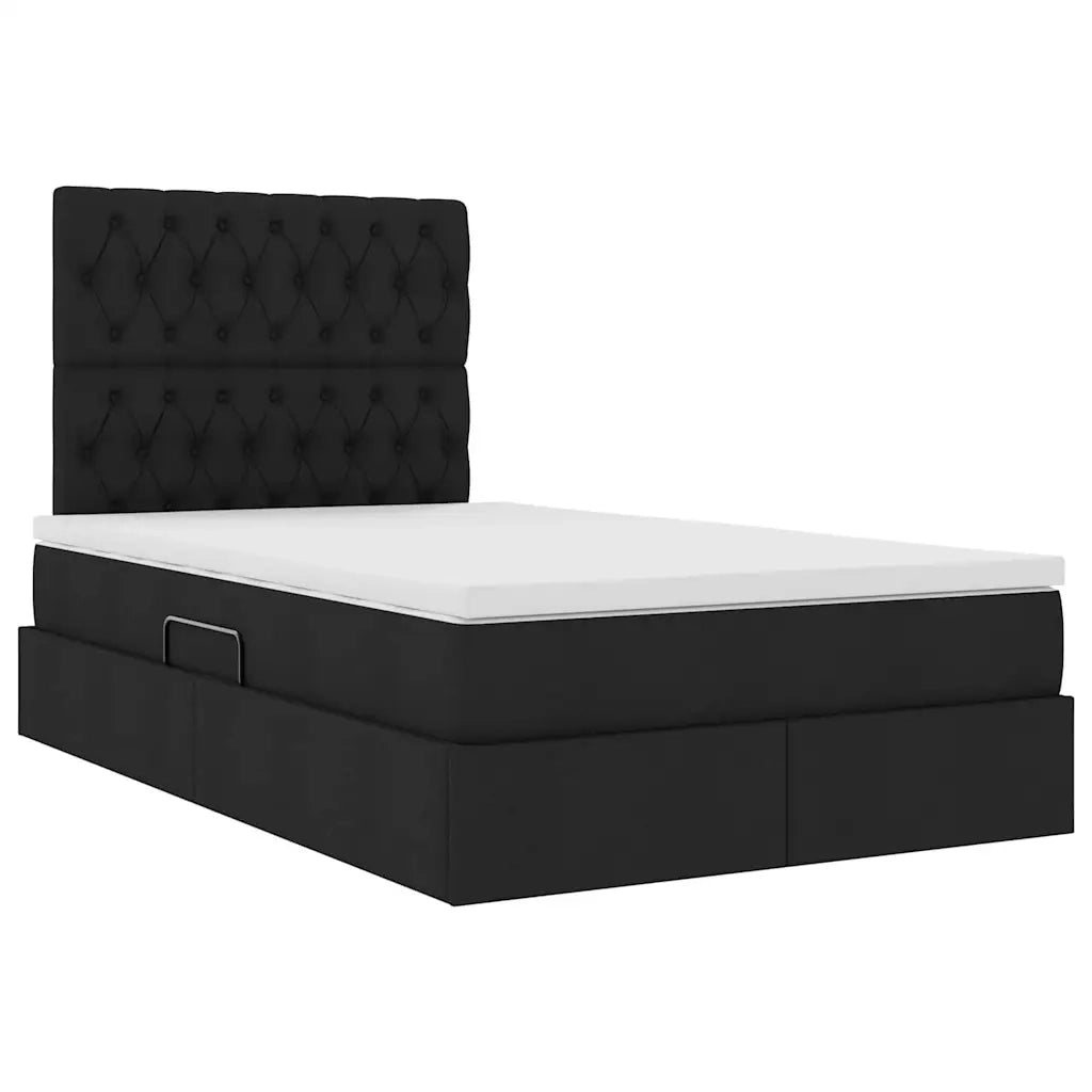 Letto con contenitore e materasso Nero 120 x 200 cm Poliestere