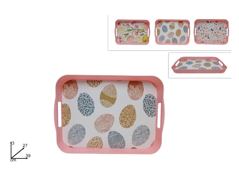 Vassoio Rettangolare in Plastica Pasqua Pasquale 39 x 27 cm 3 Decori