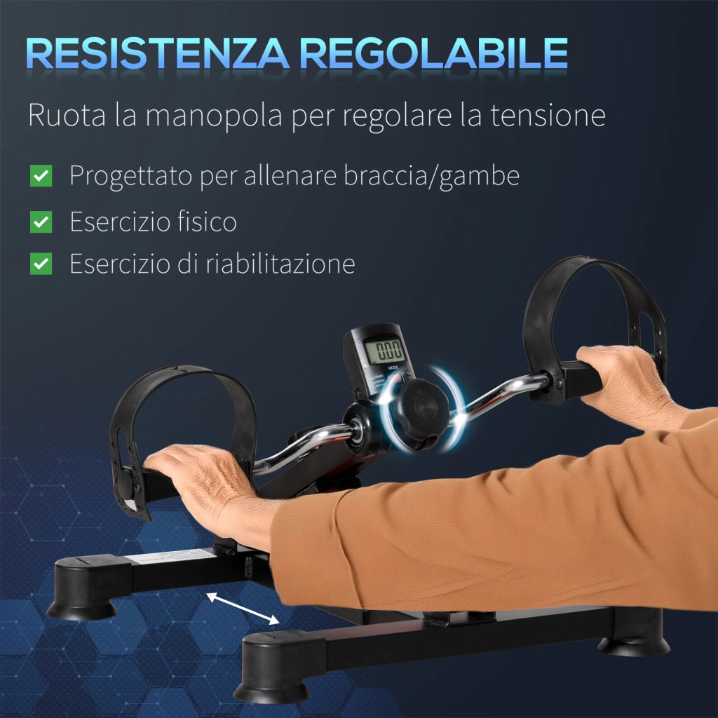 Cyclette per riabilitazione ¨C zephmum ¨C regolabile con display LCD, nera e rossa