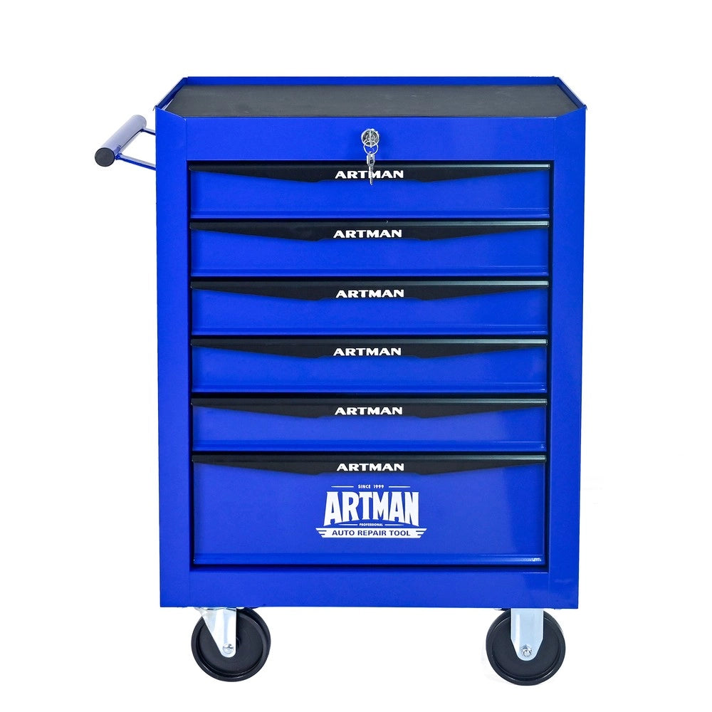 Cassettiera Porta Utensili su Ruote ¨C MINIMAL ¨C 6 Cassetti, Metallo, Nero e Blu