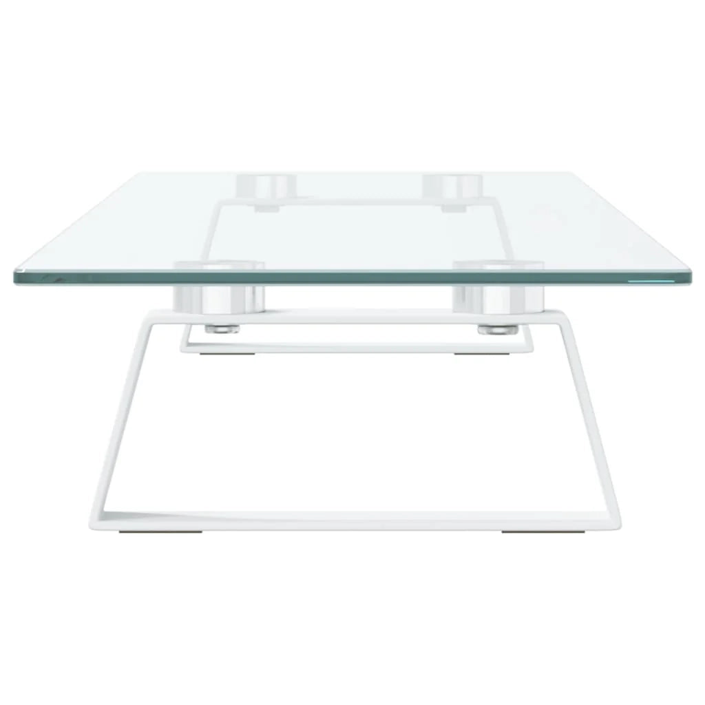 Supporto per monitor mobile da scrivania 80 x 20 x 8 cm vetro temperato e metallo bianco 02_0044901