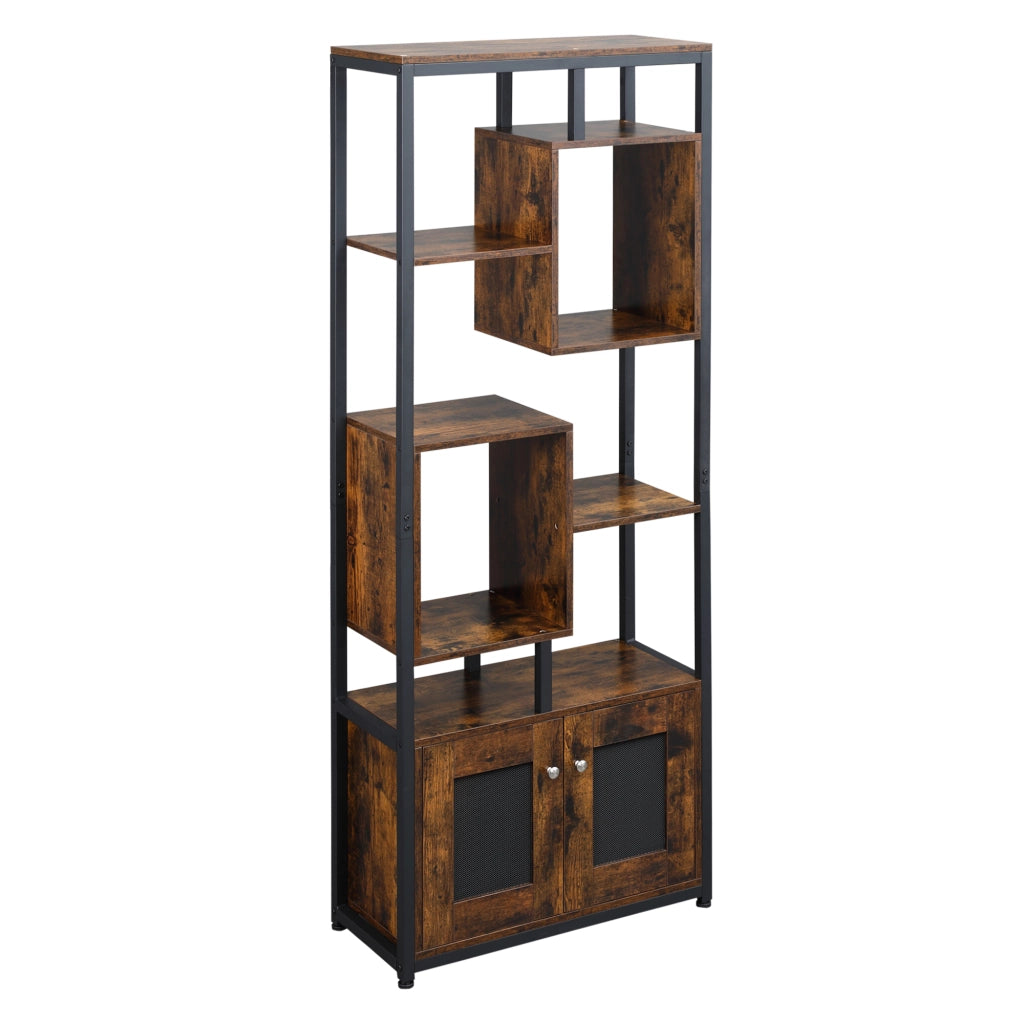 Libreria Scaffale in Stile Industriale con Armadietto ¨C Zephmum ¨C Marrone, 70x30x180cm
