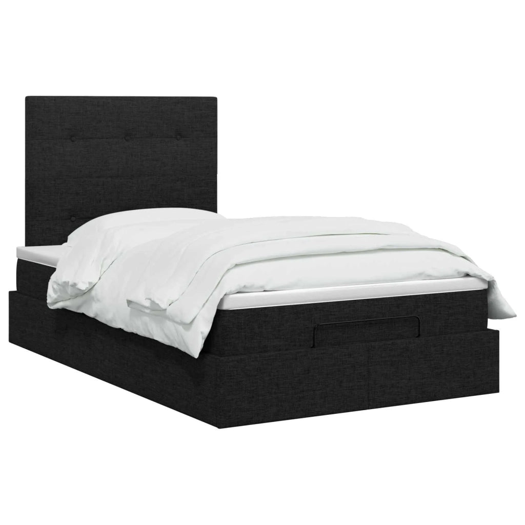 Letto Ottomano con Materasso e LED Nero 120 x 200 cm Tessuto 3458064