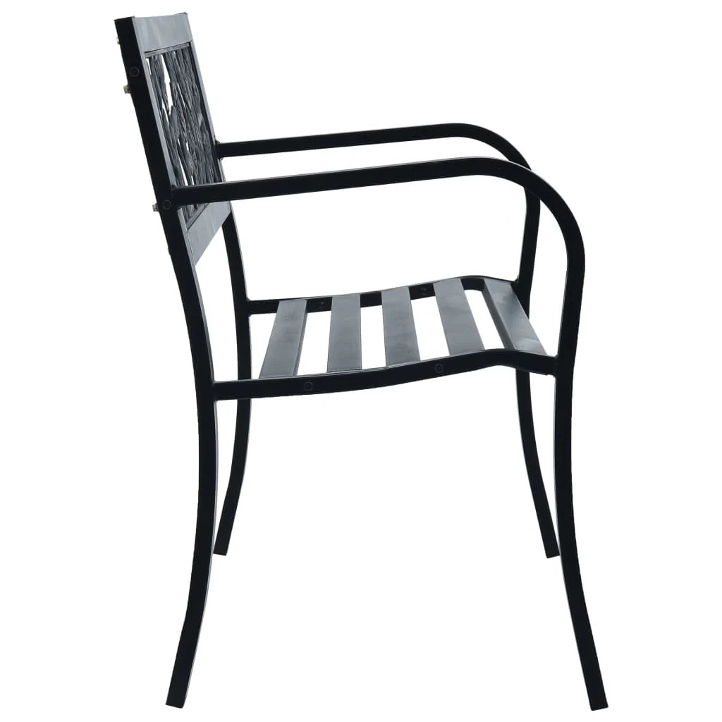 Panca da giardino mobili da esterno terrazza 125 cm acciaio nero 02_0011235