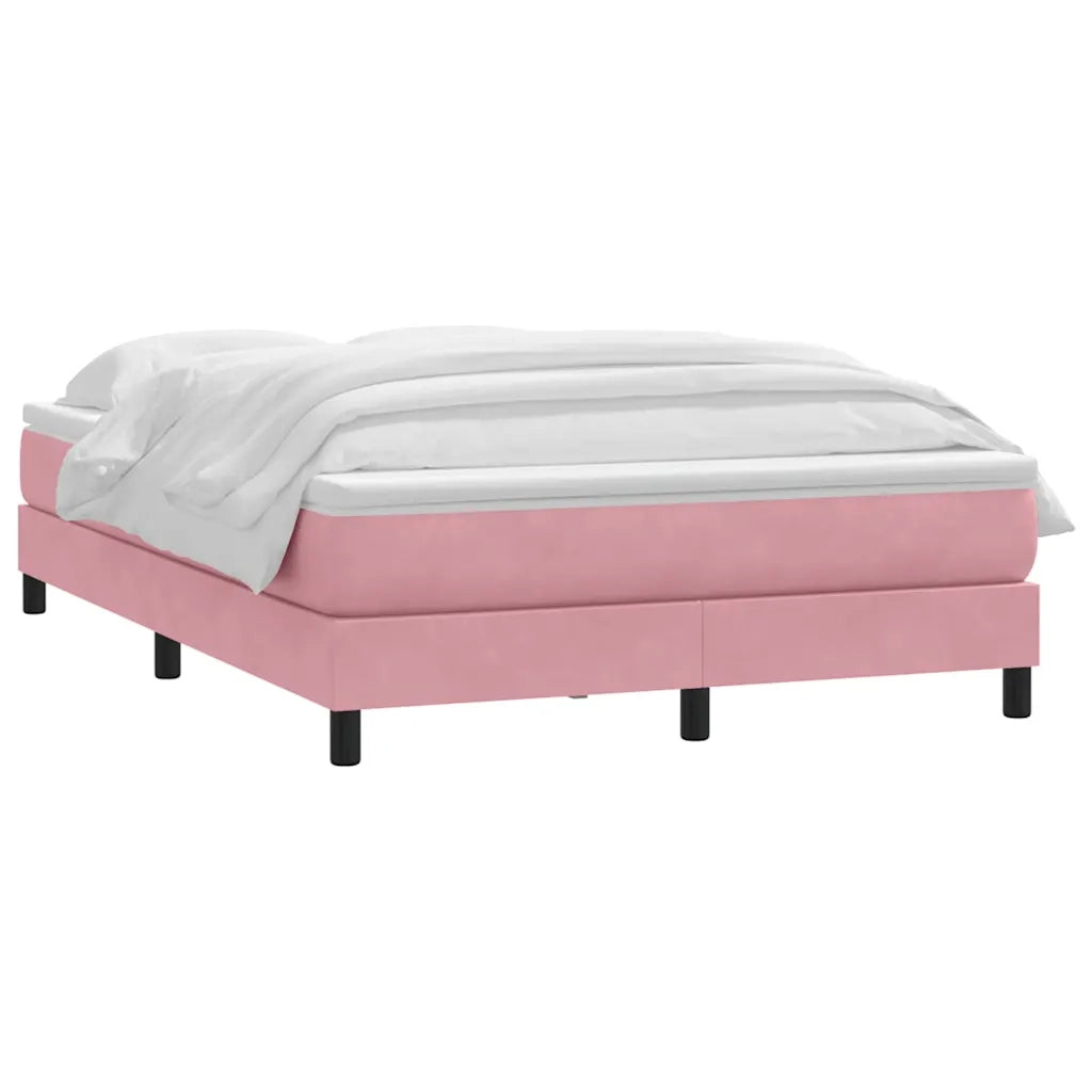 vidaXL Giroletto a Molle con Materasso Rosa 160x220 cm in Velluto