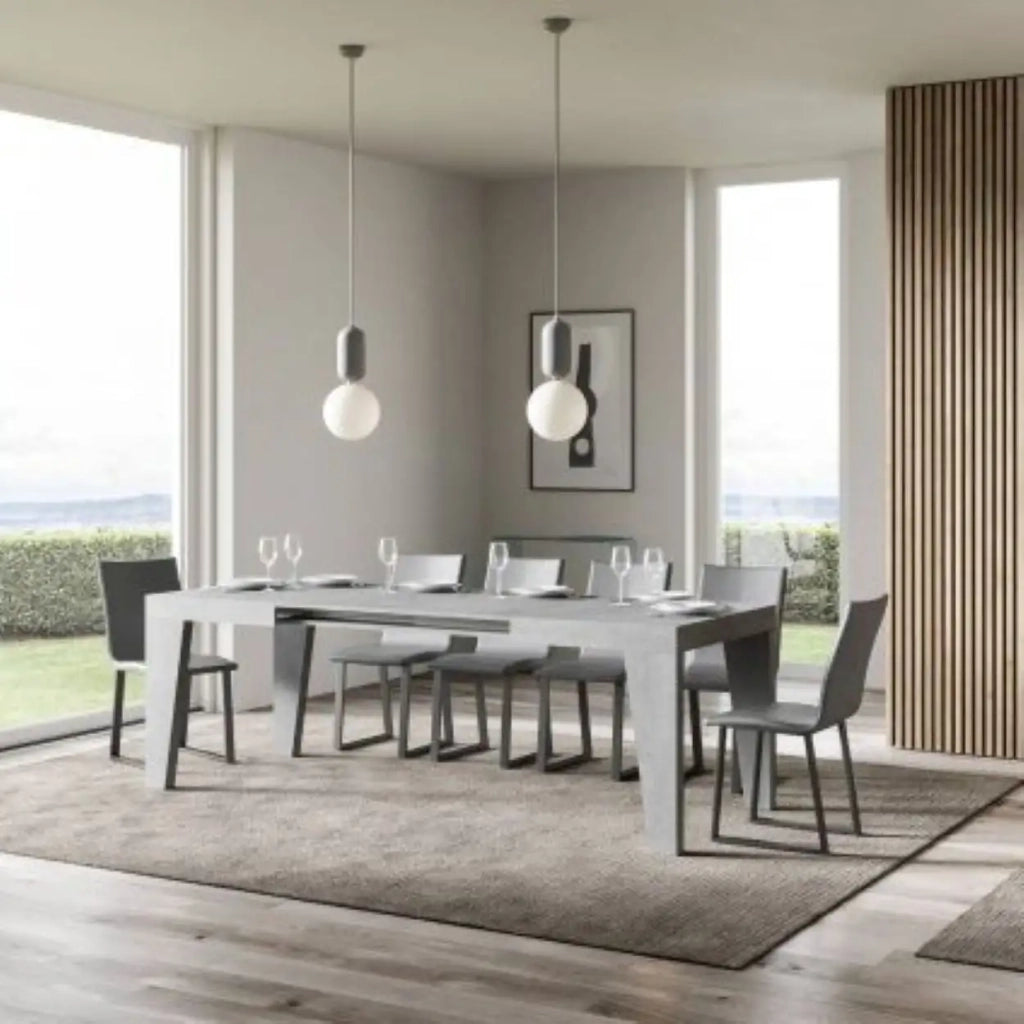 Tavolo allungabile 140/244x90 cm Naxy colore cemento