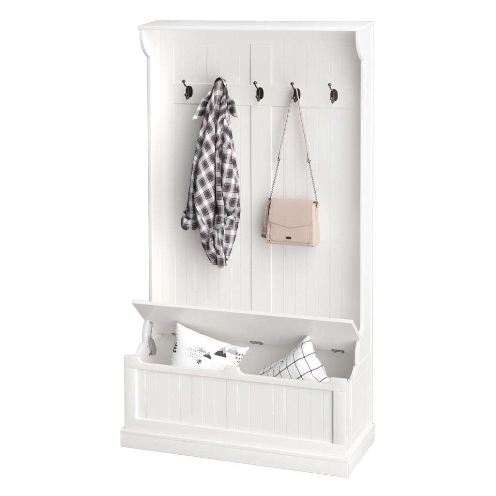 Panca appendiabiti con ripiano ¨C zephmum ¨C crema 96x34x180 cm