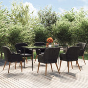Set da Pranzo da Giardino 7 pz con Cuscini Nero 3156727