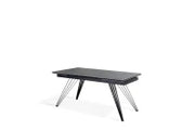 E-STYLO Tavolo allungabile con top marmo grigio in ceramica e gambe in metallo nero opaco, 90cm X 160/240 cmcm H. 76cm.