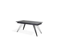 E-STYLO Tavolo allungabile con top marmo grigio in ceramica e gambe in metallo nero opaco, 90cm X 160/240 cmcm H. 76cm.