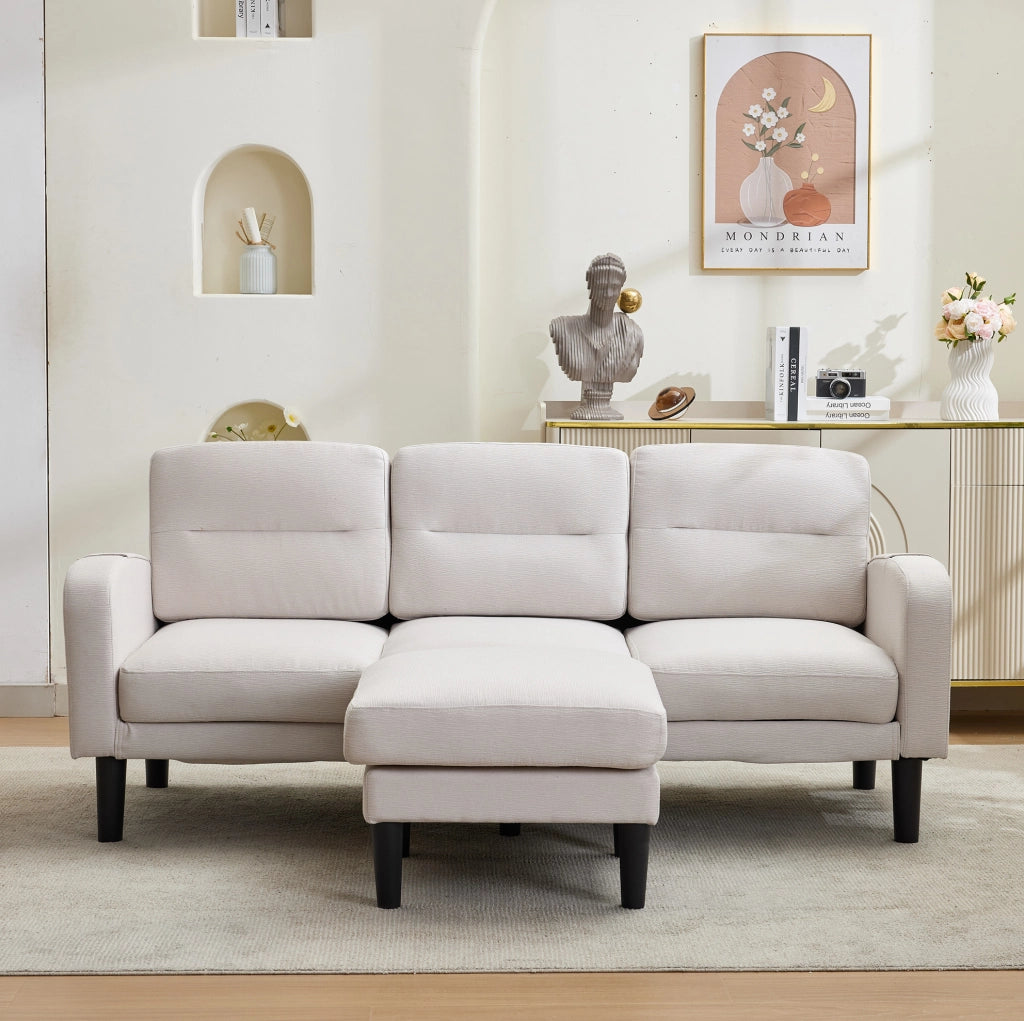 Divano angolare modulare 3 posti con chaise longue beige