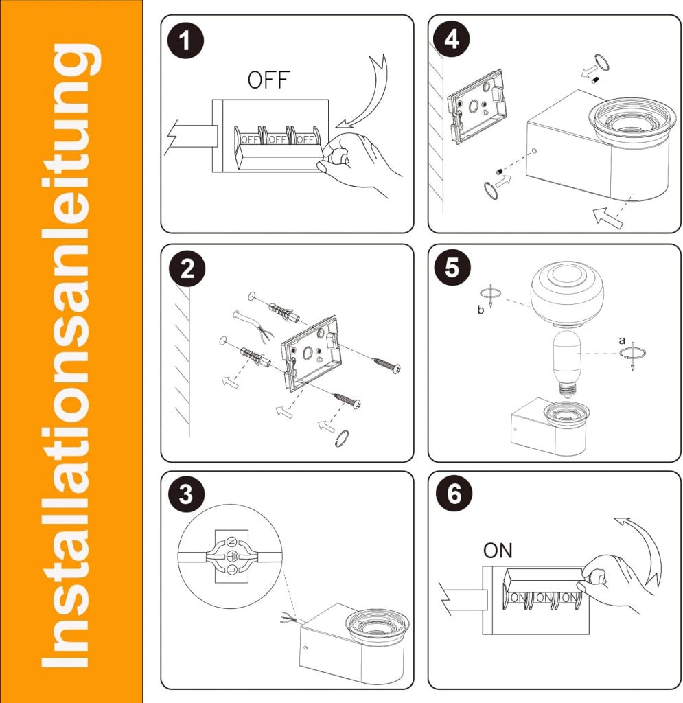 ZMH Lampada da Esterno Interno E27 Max 40W Nero per Terrazza Balcone/Parete Giardino Senza Lampadina