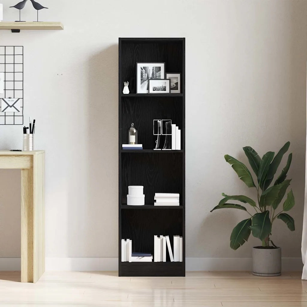 Libreria-Scaffale per Libri-Mobile di Stoccaggio Rovere Nero 40x24x143 cm in Legno Multistrato