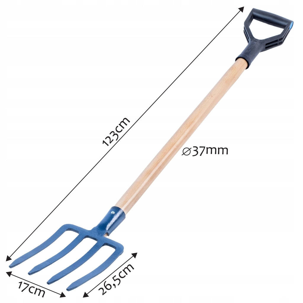 Forca da scavo KADAX a 4 punte per compostaggio, fattoria, robusta e leggera, 130 cm
