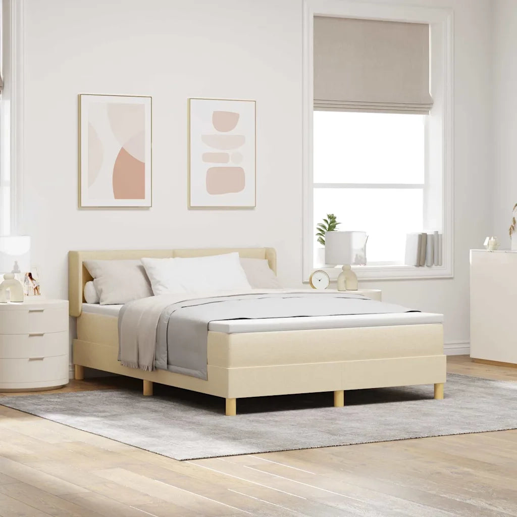 Letto a molle con materasso Crema 190 x 140 cm Tessuto 3341291