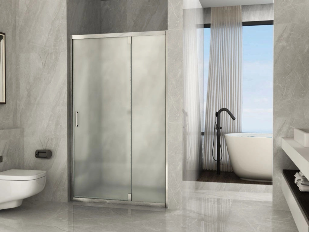 Porta doccia battente con fisso, cristallo 6mm Opaco h190 Doliso Greti Opaco 6mm,110 cm