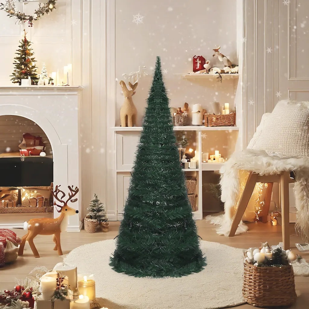 Albero di Natale | Decorazioni natalizie Artificiale Apribile Preilluminato Verde 150cm