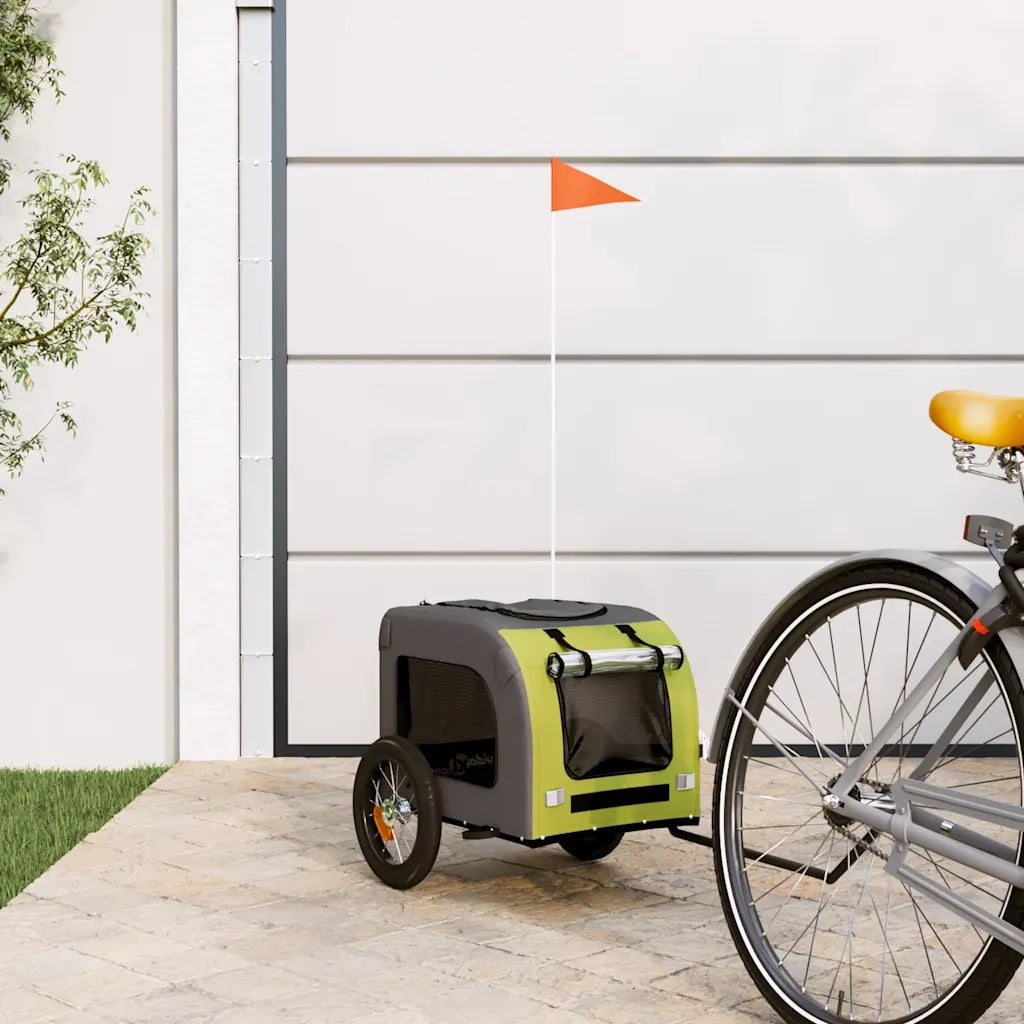 Rimorchio da Bici per Animali Verde e Grigio Oxford e Ferro CFW9698663