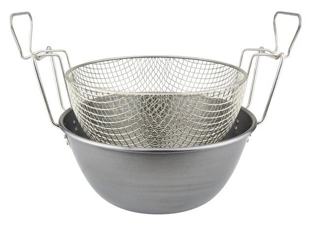 Friggitrice in Ferro Spazzolato con cestello in rete 42 cm