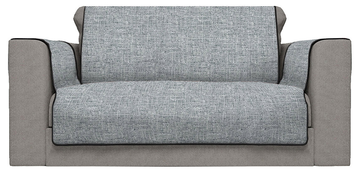 Copridivano con Copri Braccioli Seduta 60 cm in Poliestere Grigio Scuro