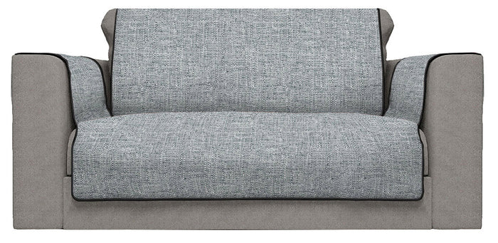 Copridivano con Copri Braccioli Seduta 60 cm in Poliestere Grigio Scuro