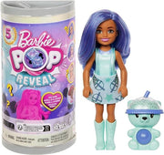 Barbie, Chelsea Pop Reveal Serie Bubble Tea, Bambola con 5 sorprese profumate tra Cui Una Mini Bambola, Cucciolo interat