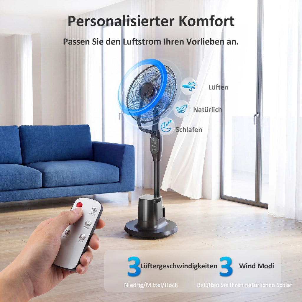 Ventilatore a colonna con nebulizzatore ¨C zephmum ¨C Nero, 70¡ã oscillazione, 3 velocit¨¤, 3,5L