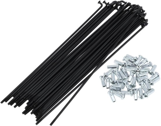 Spoke di bicicletta in acciaio di carbonio - 12G - 185mm - Nippels - Nero - Durata migliorata