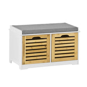 Scarpiera da ingresso Panchina con Cuscino e Cestini 2 Cestini Legno FSR23-K-WN