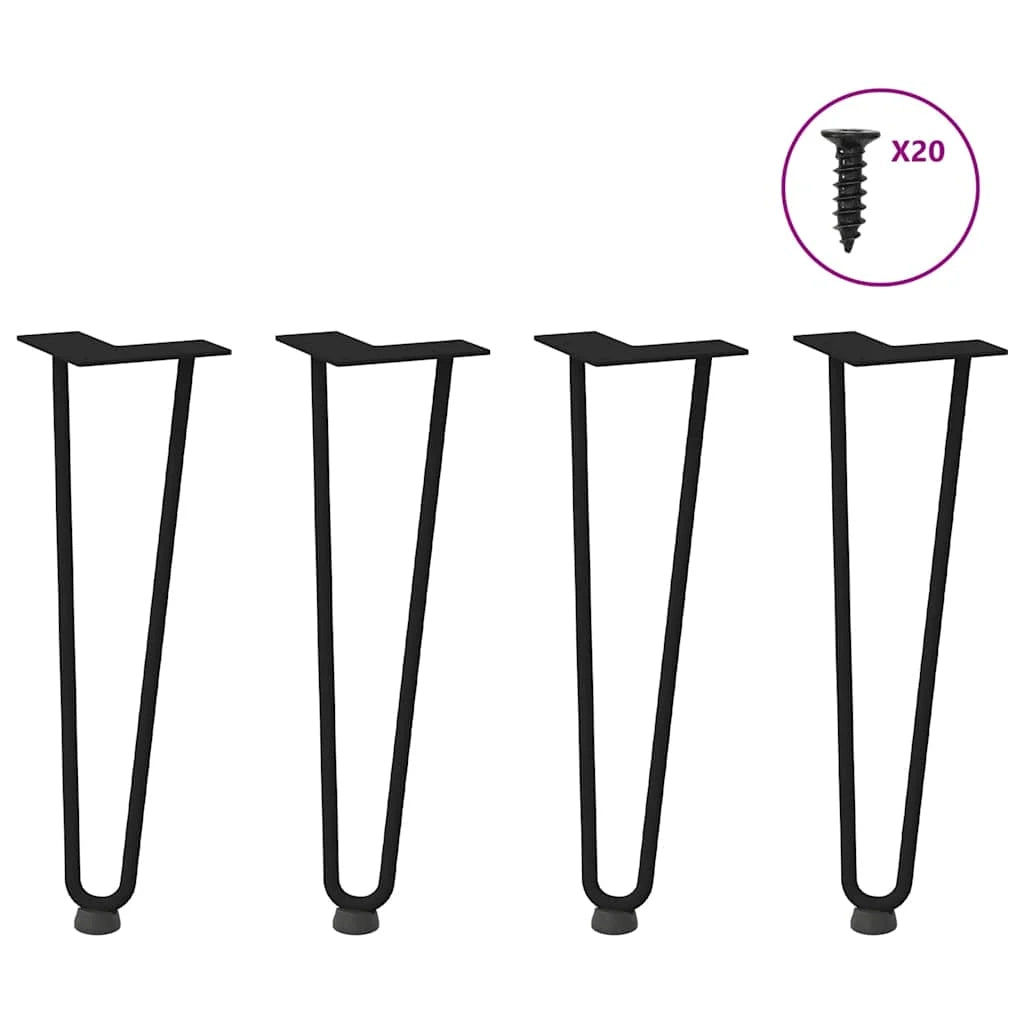 Set di 4 gambe a forcina per tavolino da caffè 42 x 12 x 12 cm estetica moderna acciaio nero 02_0056719