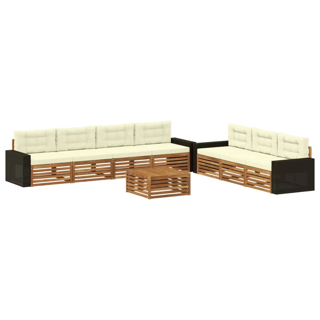 Set di divani da esterno 8 pcs Naturale e Crema 79 x 79 x 37 cm