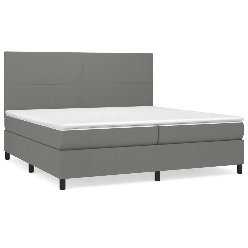 Giroletto a Molle con Materasso Grigio Scuro 200x200 cm Tessuto 3141642