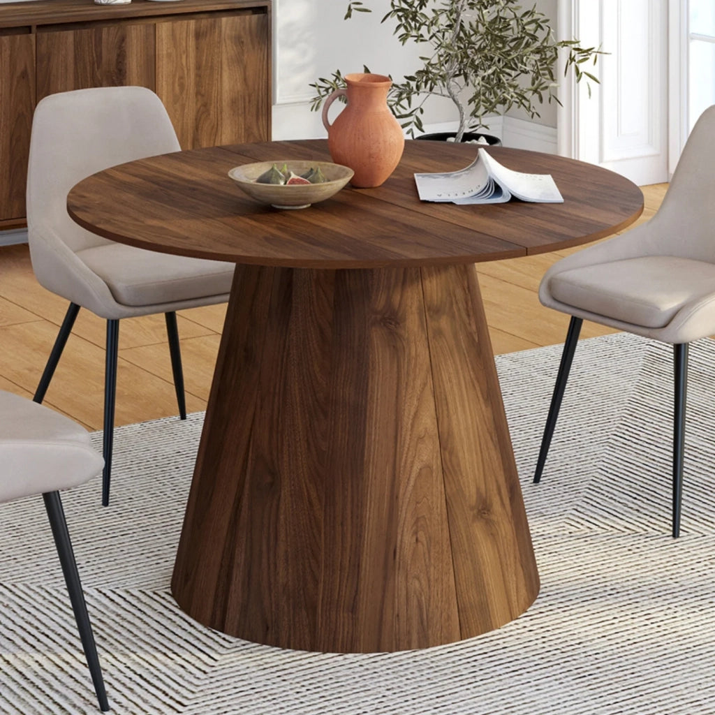 IDMarket - ANGELE tavolo da pranzo rotondo allungabile 4-8 persone noce 110-150 cm