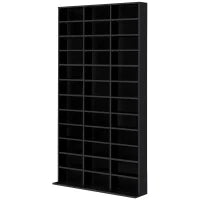 Libreria per CD/DVD Mensola per 1116 CD, 36 Scomparti Regolabili in Altezza, 102 x 24 x 195 cm, Nero