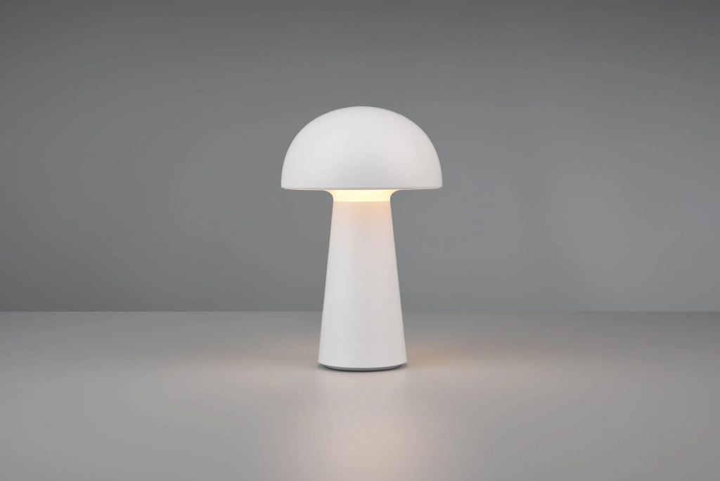 LENNON LAMPADA DA APPOGGIO LED 2W 180lm, 3000K DA ESTERNO FUNGO RICARICABILE USB BIANCA TOUCH 4 INTENSITA' H. 22CM IP 44 DIMMERABILE