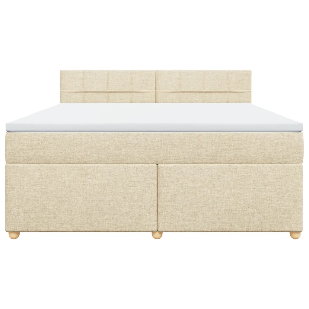Giroletto a Molle con Materasso Crema 180x200 cm in Tessuto