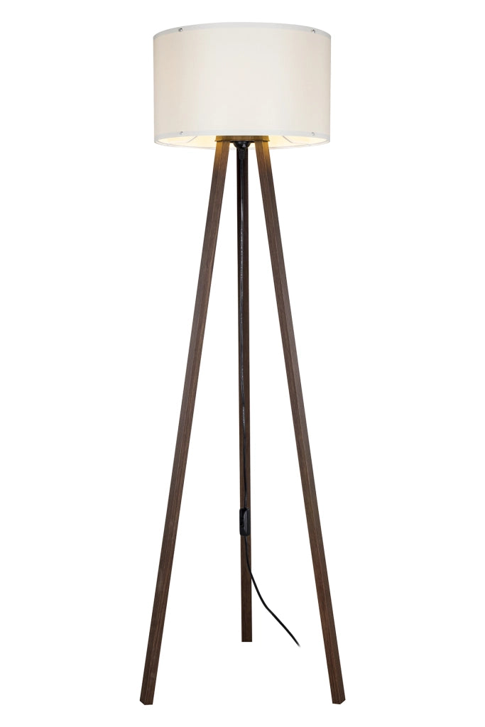 Lampada da terra PIKO treppiede noce 136cm E27 crema Zuma