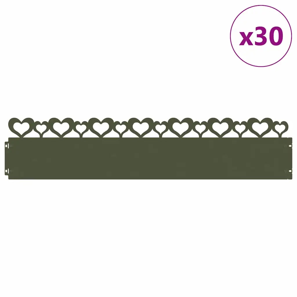 Bordure per prato 30 pz Verde oliva 103 x 0,05 x 22 cm Acciaio CFW5085373