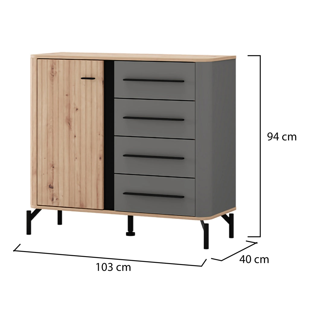 Madia Carmel, Credenza 2 Ripiani, 103x40x94h cm Marrone Rovere Nodi