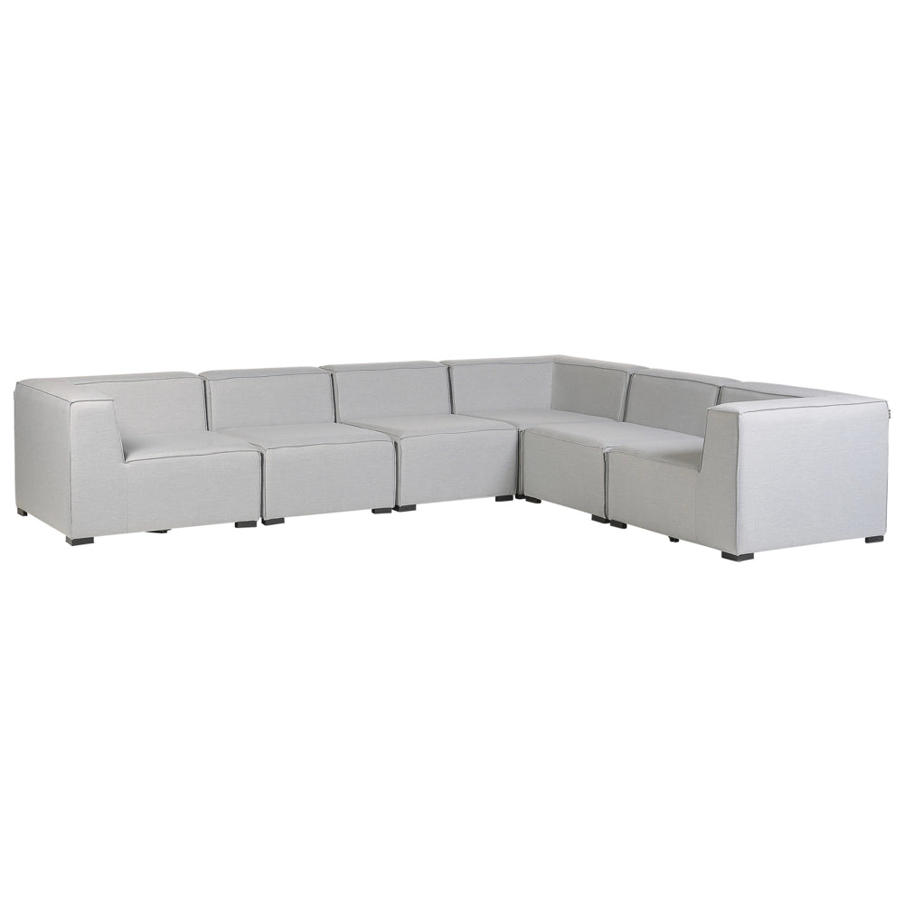 Set divano ad angolo per interni ed esterni con rivestimento in tessuto grigio a 7 posti con divano da giardino ottomana sinistro