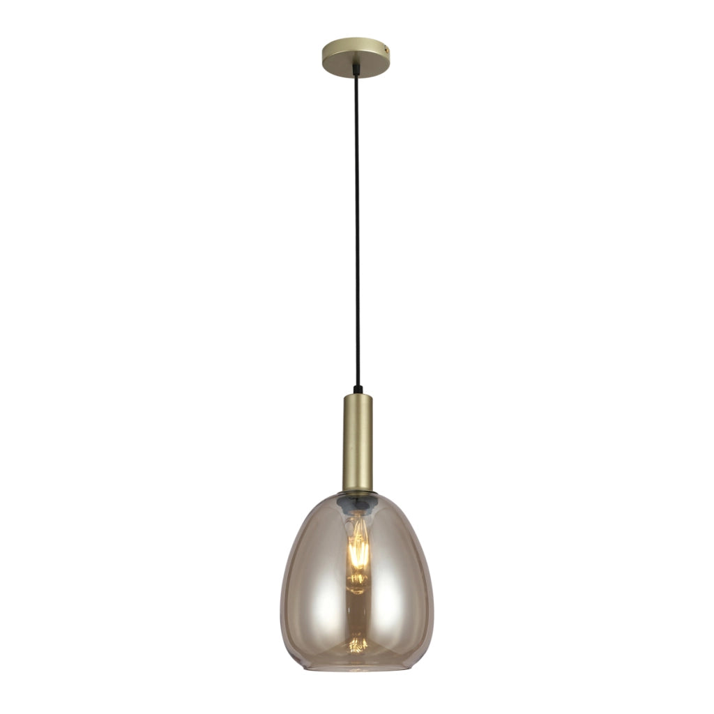 Lampada sospesa moderna oro vetro ovale E27 Italux