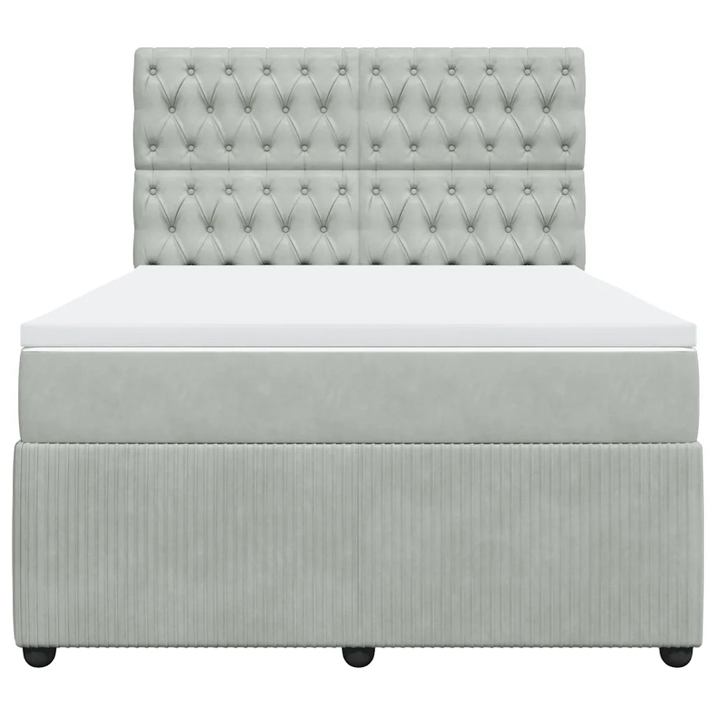Giroletto a Molle con Materasso Grigio Chiaro 160x200cm Velluto 3292388