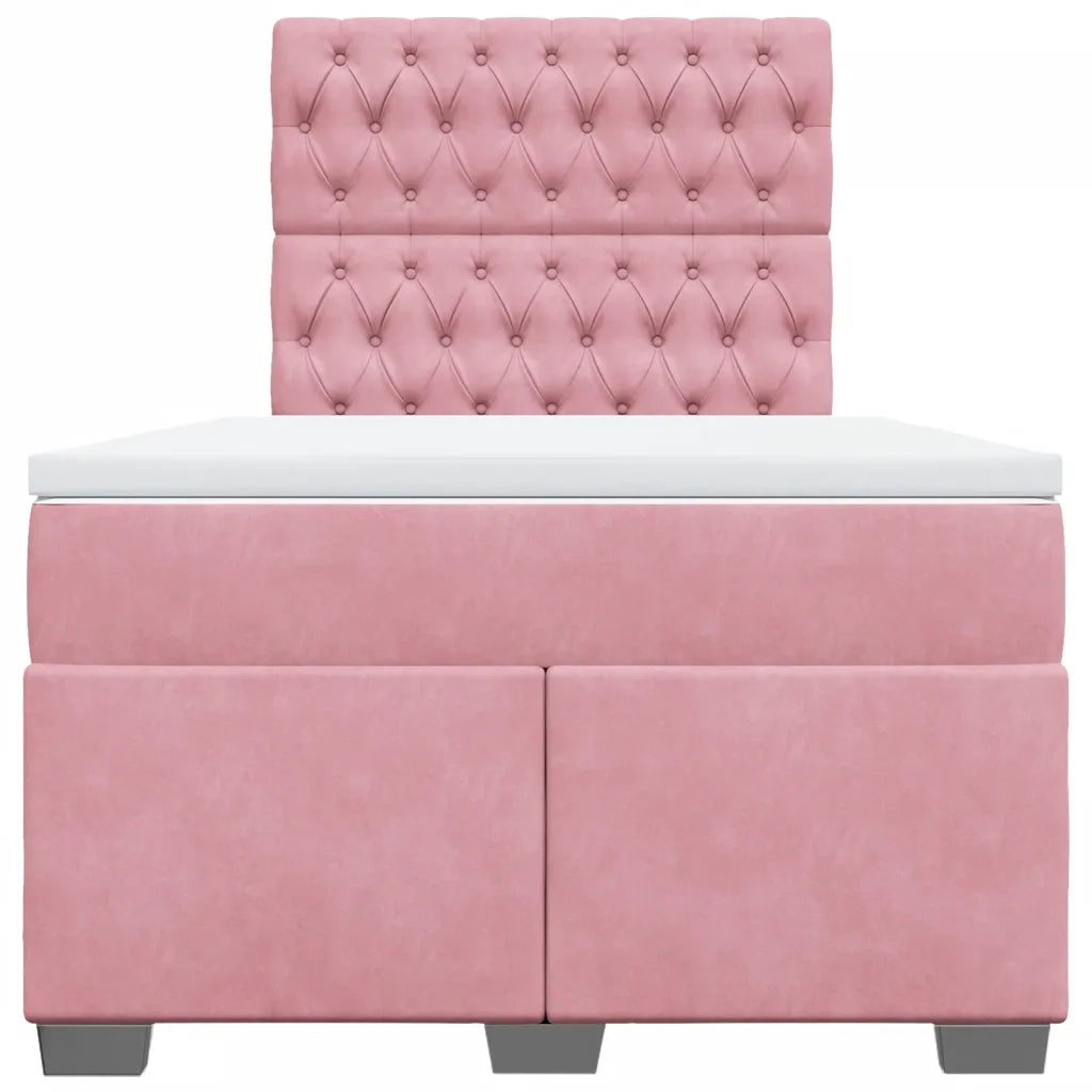 Giroletto a Molle con Materasso Rosa 120x190 cm in Velluto 3293169