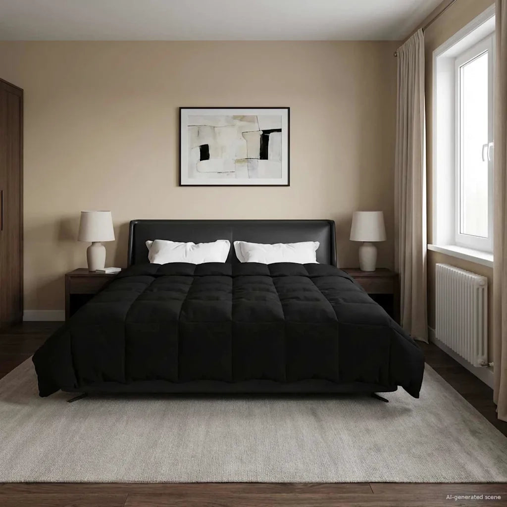 Duvet Estivo Trapuntato Nero 220 x 260 cm Microfibra