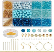 Kit di perle di vetro a forma rotonda 8mm blu - 275 pezzi per creare collane, bracciali e orecchini DIY